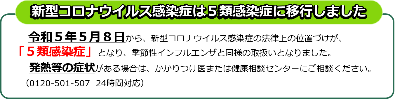 新型コロナウイルス感染症は5類感染症に移行しました