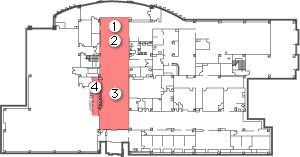 1階 受付ホール・ラウンジエリアの見取り図