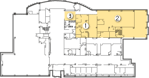 1階 リハビリテーション・透析室・院内売店の見取り図