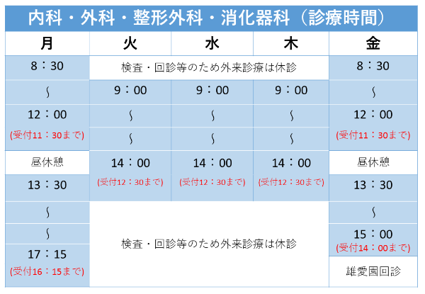 外来診療時間表