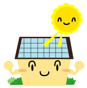 住宅屋根へのソーラーパネル設置イラスト